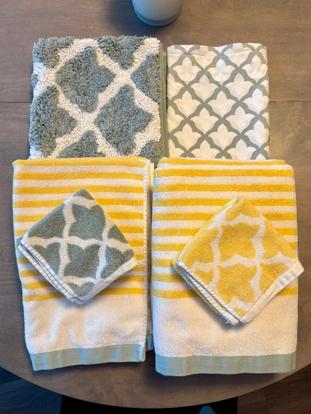 Pottery Barn 10 piece Marlo bath set - towels, bath rug & shower curtain